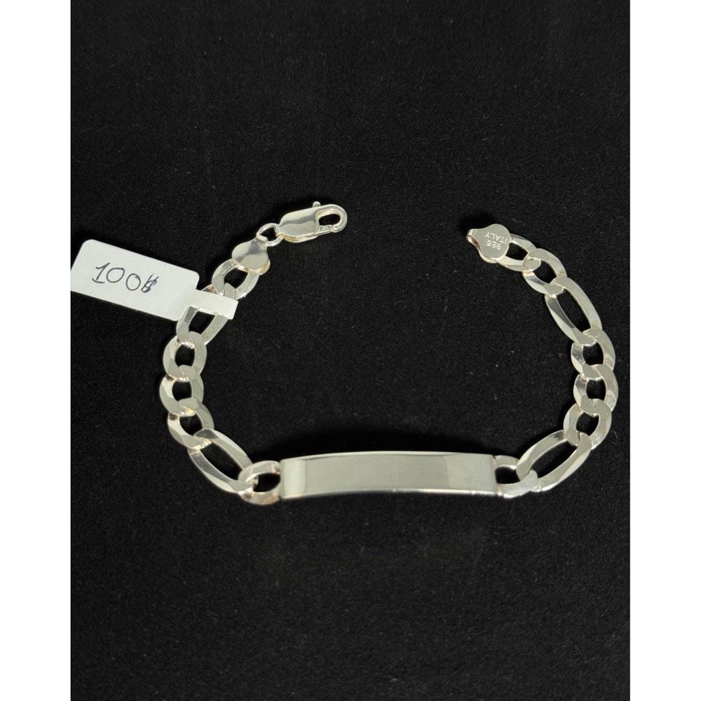 Pulsera tejido fígaro con placa de plata 925 - 8 inch